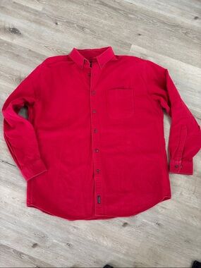 Woolrich Men's 100% cotton Classic Red Button-Down Shirt XL